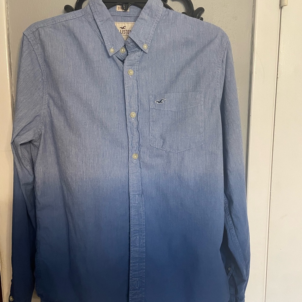 Hollister Men's Blue Gradient Shirt Medium